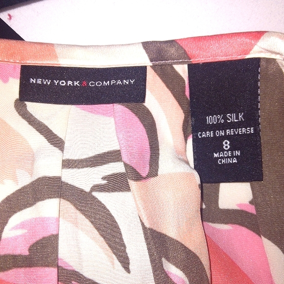 New York & Company 100% silk abstract floral pleated high Waist midi skirt Sz. 8 - Picture 7 of 7